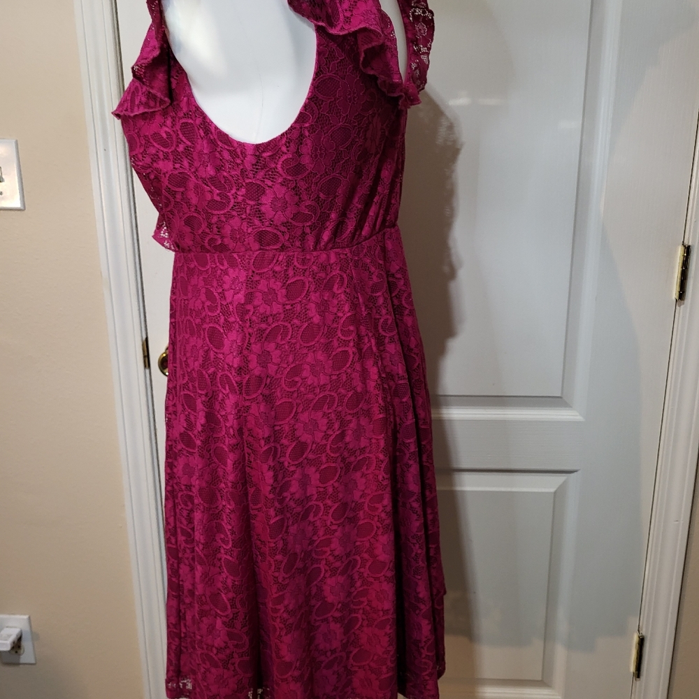 Torrid Pink Fuchsia Lace Knee-Lenght Dress - Picture 11 of 16